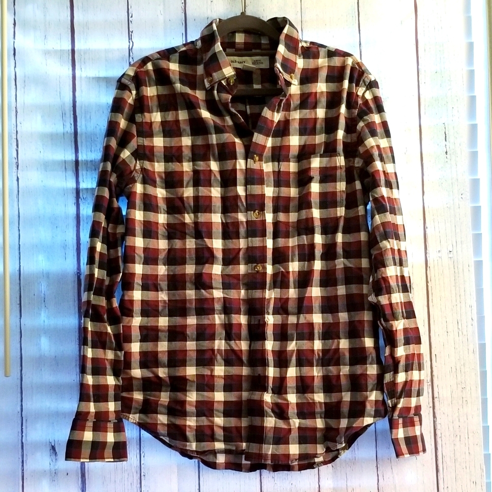 Men's Small Old Navy Slim Fit Plaid Button Down